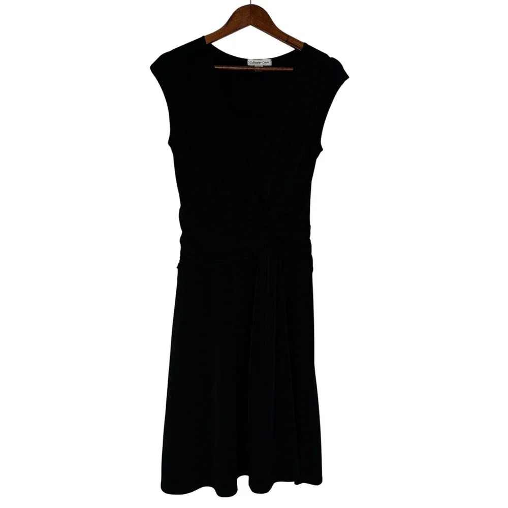 Coldwater Creek Womens Dress 10 Black Pull Over Sleeveless Front Twist made USA‎
